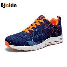 Bjakin-zapatillas de correr para hombre, calzado deportivo antideslizante con suela hueca, con cordones, color azul y naranja, para caminar y correr 2024 - compra barato