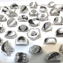 Anéis de cristal esmaltados com cor branca e preta, forma de coração de 50 tamanhos 2024 - compre barato