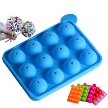 12 Hole Silicone Cake Mold Ball Shaped Silicone Lollipop Chocolate Cake Baking Ice Cube Maker Ice Tray and Sticks 2024 - buy cheap