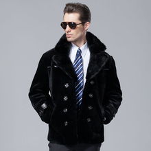 Мужская куртка из натуральной кожи с меховым воротником из норки Кожаная мужская зимняя куртка из овечьей шубы из натурального меха 2024 - купить недорого