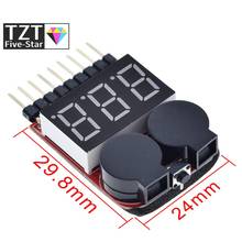 TZT F00872 Lipo Battery Voltage Tester Volt Meter Indicator Checker Dual Speaker 1S-8S Low Voltage Buzzer Alarm 2in1 2S 3S 4S 8S 2024 - buy cheap