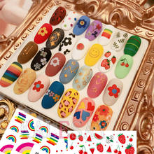3D Nail Art Sticker Newest kawaii Avocado Strawberry Rainbow Nail Decals Adhesive Sticker for Design Manicure Letter Decorations 2024 - buy cheap