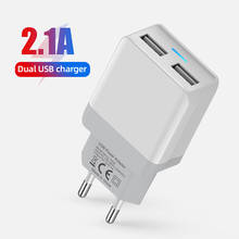 5V 2.1A Universal Phone Charger Adapter 2 Ports USB Fast charger For iPhone Samsung Huawei Wall Travel Charger Protect Device 2024 - buy cheap