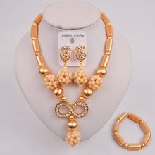 Latest Beige Crystal Nigerian Beads African Wedding Jewelry Set SZQ-07 2024 - buy cheap