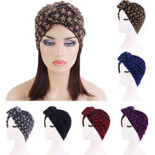 Senhoras turbante bonnet flor impressão superior nó interno hijab caps africano torção headwrap feminino cabeça envoltórios índia chapéu hijabs boné moda 2024 - compre barato