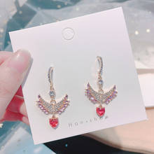 MWsonya New Korean Temperament Sweet Angel Wings Rhinestone Pendant Earrings Elegant for Women Love Earrings Jewelry Gifts 2024 - buy cheap