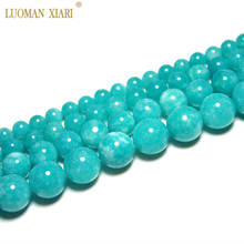 Wholesale Natural Blue Round Natural Stone Amazonite Round Beads For Jewelry Making Diy Bracelet Necklace 6/8/10/12mm 15" 2024 - buy cheap