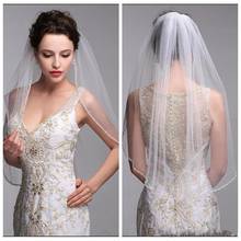 One Layer Bridal Veils With Comb Elbow Length Tulle Beaded Edge Short Wedding veil 2023 2024 - buy cheap