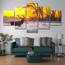 Casa decoração da parede arte da lona 5 peça quadros animais pôr do sol paisagem imagens hd impressão moderno poster quarto quadro modular 2024 - compre barato