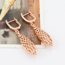 New Trend 585 Rose Gold Hollow Long Earrings Women Wedding Vintage Earrings Funny Fashion Jewelry For Women new year's earrings 2024 - buy cheap