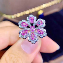 Flower Pink Sapphire Ring  Natural and Real Pink sapphire ring 925 sterling silver Fine handworked jewelry Finger rings 2024 - buy cheap