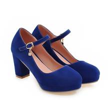 Women shoes Pumps Ankle Strap Wedding Party Platform Dress High Heels 7.5cm Suede Ladies Shoes zapatos de mujer 537-3 2024 - buy cheap