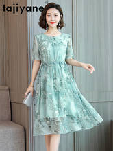 Tajiyane-vestido de verão feminino, floral, slim, seda verdadeira, feminino, roupas para mulheres, 100% 2024 - compre barato