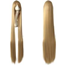 New long Straight Blonde cosplay wig anime common Heat Resistant Synthetic Hair 59" 150cm long blonde cosplay wigs + wig cap 2024 - buy cheap