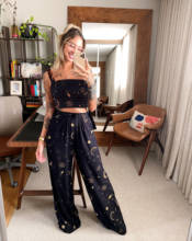 2 Pcs Women Fashion Casual Outfits Sets Print Sleeveless Crop Top + High Waist Loose Wide-leg Trousers for Daily Life 2024 - buy cheap