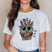 Wild and Free Owl Print T-shirt Women Fashion Graphic Cartoon Tshirts Casual Harajuku Tees Female T Shirt Clothing Camisas Mujer 2024 - buy cheap