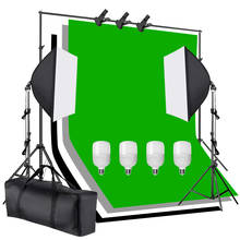 Kit de iluminação led para fotografia, 50x70cm, softbox, 4 unidades, 25w, conjunto de iluminação contínua, 1.6x3m, não-tecido, preto, cinza, verde, tela de fundo 2024 - compre barato