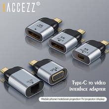 ! ACCEZZ 4K/8K 60Hz HDMI-совместимость с USB C адаптером для Macbook Samsung TV PC монитор Тип C VGA RJ45 Мини DP видео конвертер 2024 - купить недорого