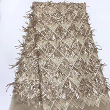 Latest African Tull Lace Fabric High Quality 2020 Nigerian Net Lace Fabric with Sequins Sequins Lace for Wedding/Party LJY9005 2024 - buy cheap