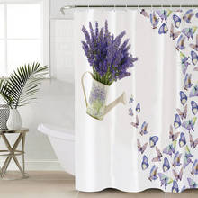 Watering Can Purple Flower Lavender Butterfly Shower Curtain Multi-size Waterproof Bathroom Curtains Home Decor 2024 - buy cheap