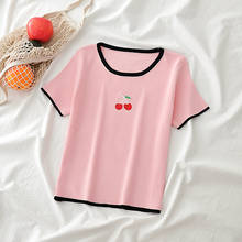 Heliar camisetas femininas casuais de verão, de malha, gola redonda, manga curta, preta, 2020 2024 - compre barato