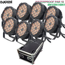 Caso de serviço livre 8x led plana par luz ao ar livre à prova dpar água par led 18x12w rgbw 4in1 dmx par luz rgbwauv 6in1 dj par 18x18w fase 2024 - compre barato