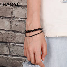 8mm New Arrival Double Layer Black Gold Steel Punk Style Design Perfect Gift Personality Black Genuine Keel Bracelet Men Jewelry 2024 - buy cheap