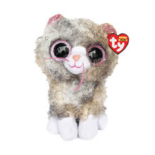 Ty Beanie Boos с большими глазами, 6 дюймов, 15 см, кудрявая серия кошек, милая мягкая плюшевая игрушка, кукла-животное, лечебные подарки, подарок для мальчика и девочки на день рождения 2024 - купить недорого