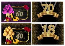 50th 40 30 18 день рождения фон Золотой горошек Сказочный высокий каблук воздушный шар плакат фотография Фон Фотостудия ткань 2024 - купить недорого