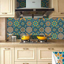 10 Pcs Retro Tile Stickers For Kitchen Bathroom Wall Floor Cabinet Drawer PVC Wall Stickers Home Diy Decor Wallpaper Waterproof 2024 - buy cheap
