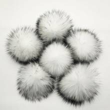 Fluffy Real Fur Pompoms with Button 13-15cm DIY Raccoon Fur Pom Poms Balls Natural Fur Pompon For Scarves Hats Bags Accessories 2024 - buy cheap