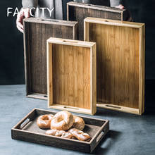 FANCITY Japanese style rectangular bamboo tray household bamboo wooden tea cup tray wooden tray wood tray fruit tray tea tray 2024 - buy cheap