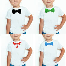 New Boys Summer Short-sleeved T-shirt Black Bow Tie T-shirt Fashion Children's Wear Casual Round Neck Quality Shirt Tops 2024 - buy cheap