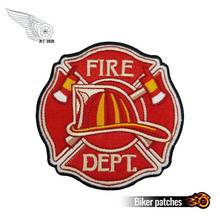 Parche de Fire Dept con sombrero duro y hachas, insignias de bordado, planchar, apliques delanteros de ropa, 3,5 pulgadas 2024 - compra barato