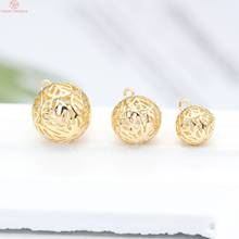 (1471)6PCS 10MM 12MM 24K Gold Color Plated Brass Hollow Round Beads Charms Pendants High Quality Diy Jewelry Accessories 2024 - buy cheap