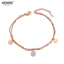 AENINE-pulsera de eslabones de acero inoxidable para mujer, brazalete con cuentas de cristal de arcilla de doble capa, estilo bohemio, AB19057 2024 - compra barato