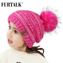 FURTALK Kids Winter Hat Pompom Beanie Hat Velvet Boys Girls Children Knitted Hat Baby Warm Cap for 2-10 Years Old Child 2024 - buy cheap