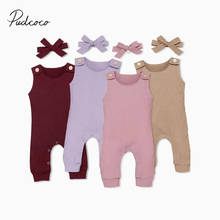 2020 Baby Summer Clothing Newborn Baby Girl Boy Romper Sleeveless Jumpsuit +Headband Ribbed Clothes Outfits Set 2024 - buy cheap