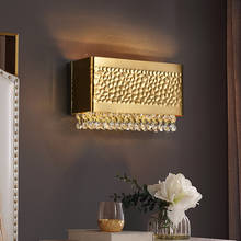 Yoognew-luminária de parede em cristal dourada, iluminação led de luxo, para decoração de interiores, sala de estar, quarto 2024 - compre barato