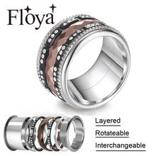 Floya  Titanium Rings Femme Black Eternity Band Stainless Steel Interchangeable Spinner Ring 2024 - buy cheap