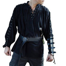 Средневековый Косплей Костюм скандинавский Викинг модная Пиратская повязка мужская с длинным рукавом Ренессанс рубашка рыцарские сапоги в стиле «панк» для мужчин воин рубашка 2024 - купить недорого