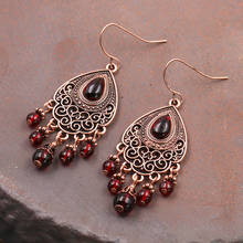 Bohemian Red Stone Beads Summer Earrings For Women Jewelry Bijoux Ethnic Gypsy Tassel Dangle Earrings 2024 - buy cheap