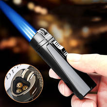 Three Turbo Metal Lighter High Firepower Jet Gas Lighter Gadgets for Men Cigarette Lighter High-end Lighters Smoking Accessories 2024 - buy cheap