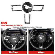 Cubierta con emblema decorativo de inserción de volante de fibra de carbono Real para Ford Mustang 2015-2017 4 Uds 2024 - compra barato