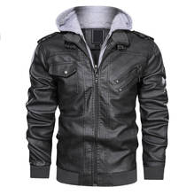 Men's Leather Jackets New Autumn Leather Coats Casual Motorcycle Men Outwear Motorcycle Oblique Zipper Hooded Pu Jackets 2024 - buy cheap