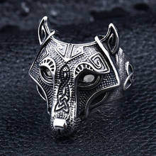 Stainless Steel Ring For Men Handmade Viking Nordic Mythology Giant Wolf Defense Wolf Totem Ring Wolf Head Punk Rock Jewelry 2024 - buy cheap