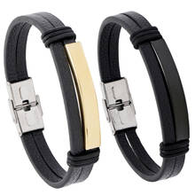 Novo! Pulseira ajustável multi camada pulseiras de couro para homem feminino aço inoxidável casual pulseira presente de natal 2024 - compre barato