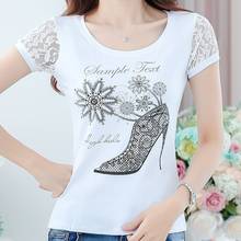 Fashion T-shirt female Rhinestone short-sleeved 2021 new summer tops women's diamond tshirts Femme white Tees Camisetas Mujer 2024 - buy cheap