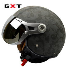 Gxt-capacete de couro genuíno, retrô, vintage, 3/4 t, scooter, chopper, motocicleta, capacete, cascosaberto 2024 - compre barato