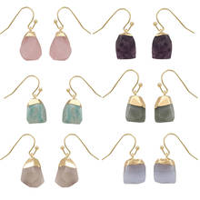 Ins Unique Stone Earrings Assorted Color Natural Stone Ins Style Drop Earrings Gold Tone Plating 2024 - buy cheap